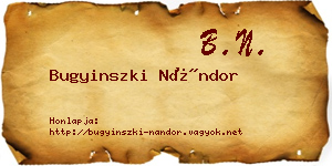 Bugyinszki Nándor névjegykártya
